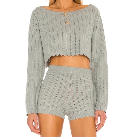 REVOLVE Tops - Revolve X Tularosa Sicily Cropped Knit Sweater in Sage Size Large NWT
